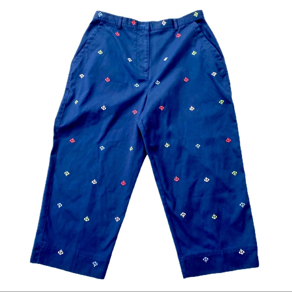 Breckenridge Embroidered Anchors Capris Size 12